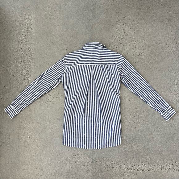 Grayson for Anthropologie Blue & White Stripped Button Down Shirt - Picture 3 of 6